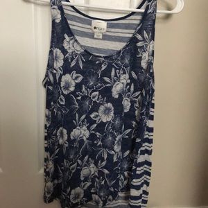 A white and blue tank top